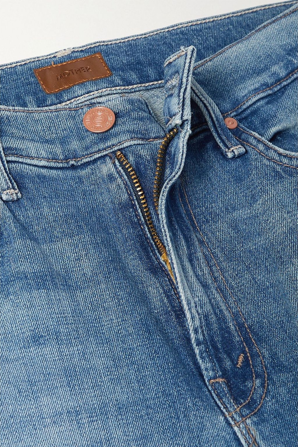 MOTHER Hoch sitzende Cropped Schlagjeans „The Insider“ mit Fransen