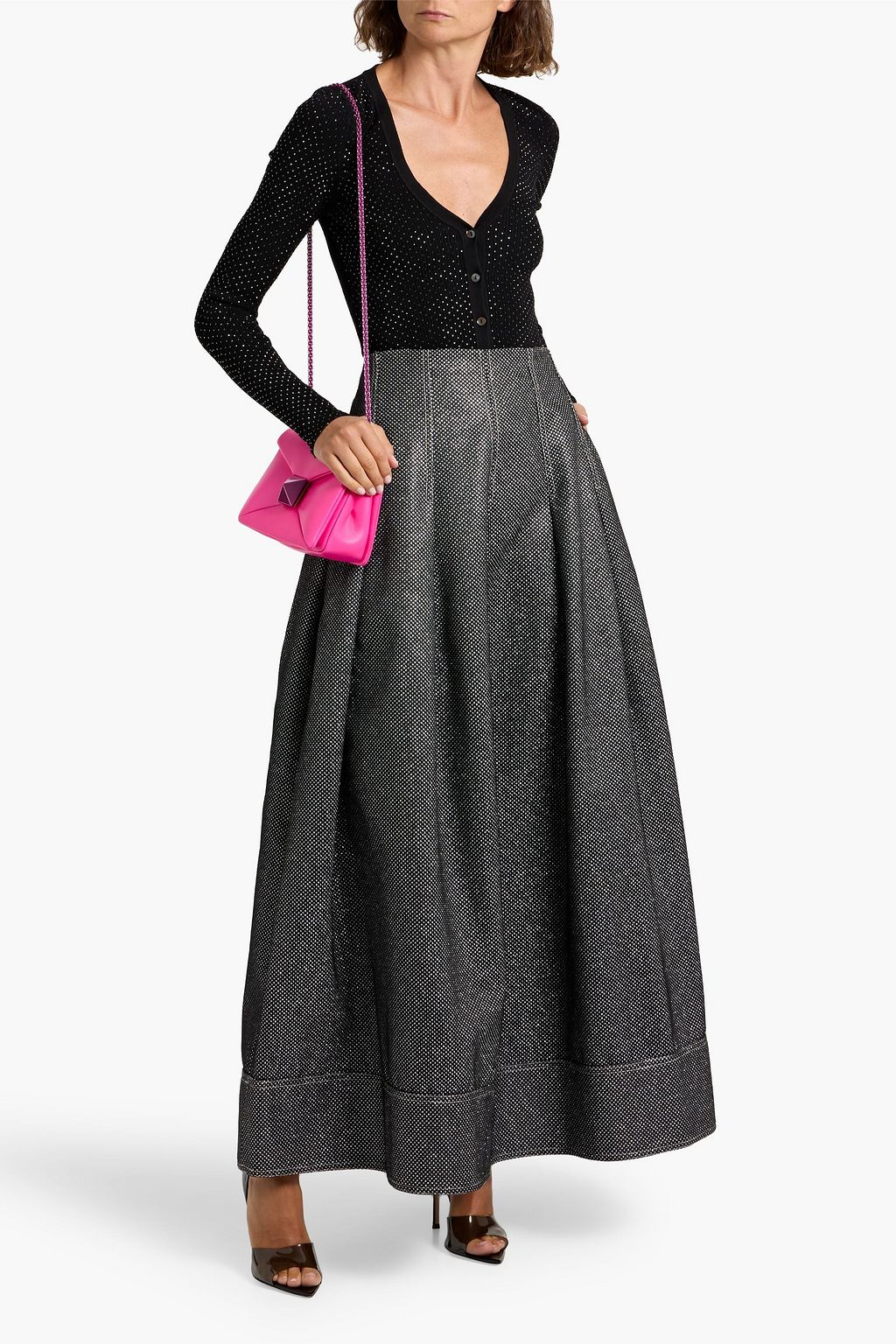 AUTUMN CASHMERE Crystal-embellished ribbed-knit cardigan