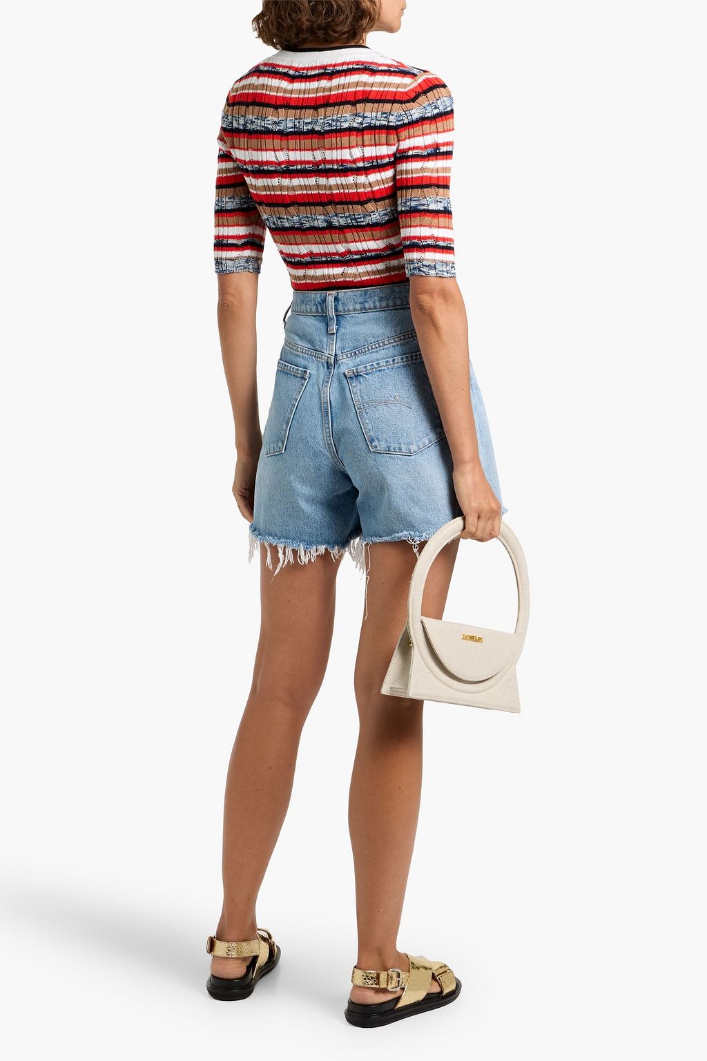 AUTUMN CASHMERE Ribbed striped cotton top