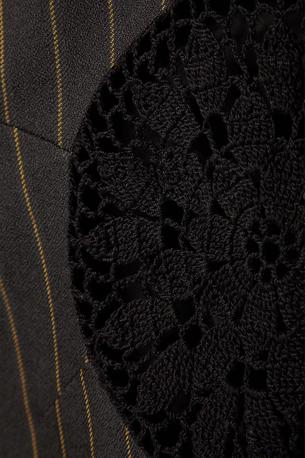 DIOTIMA Long Tower crochet-trimmed pinstriped crepe blazer