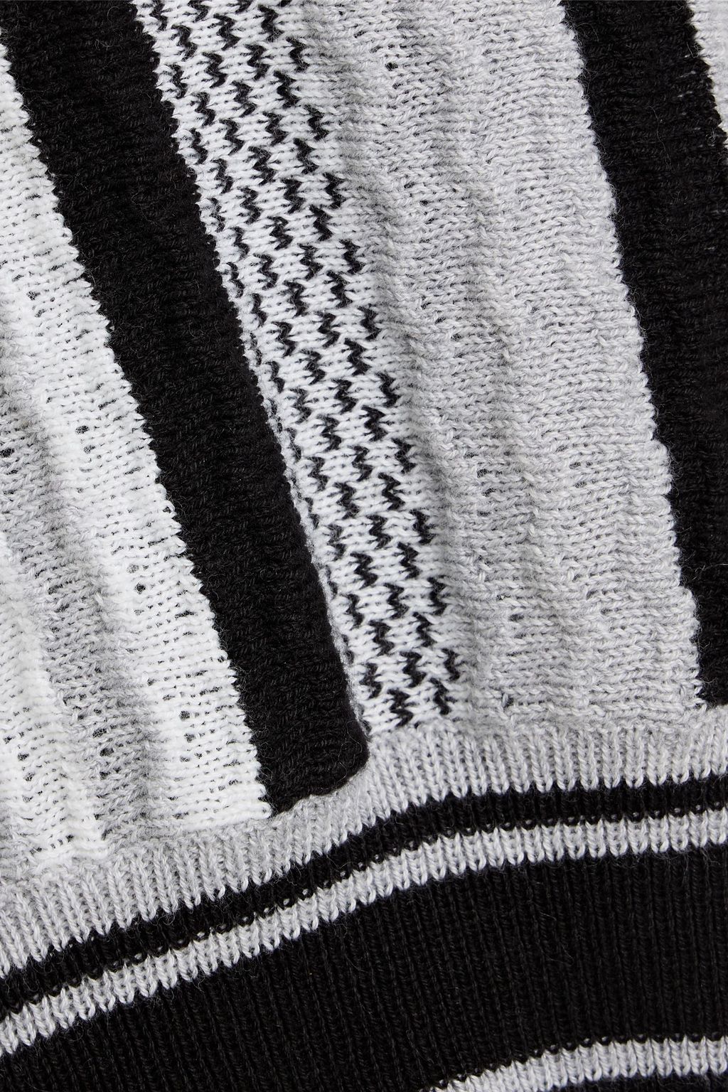 AUTUMN CASHMERE Ruffled striped jacquard-knit cotton top
