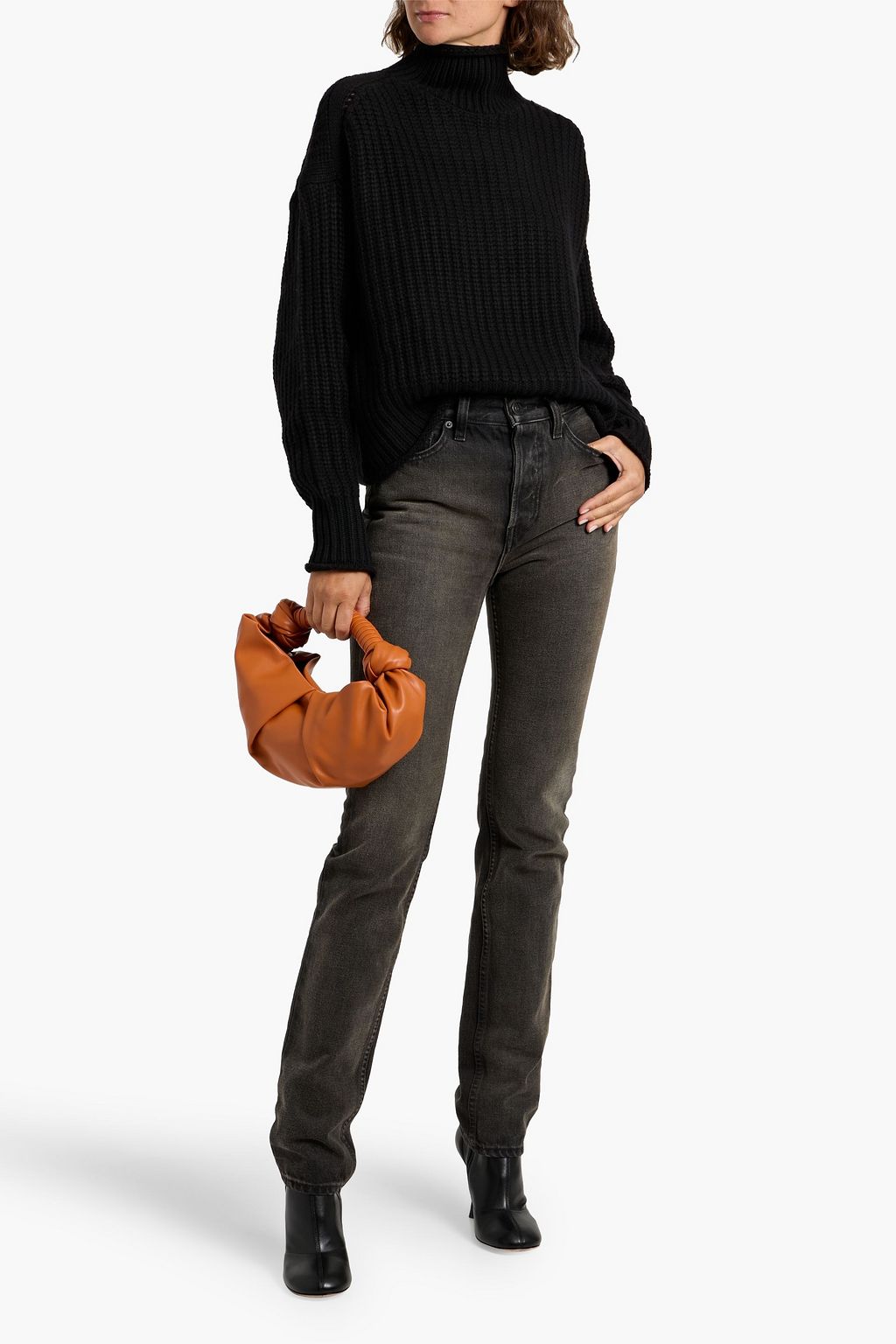 AUTUMN CASHMERE Ribbed-knit turtleneck sweater