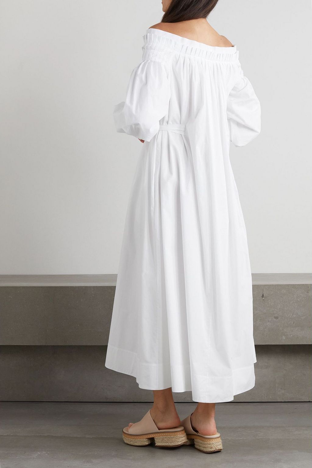 GABRIELA HEARST Galatea off-the-shoulder belted cotton-poplin midi dress