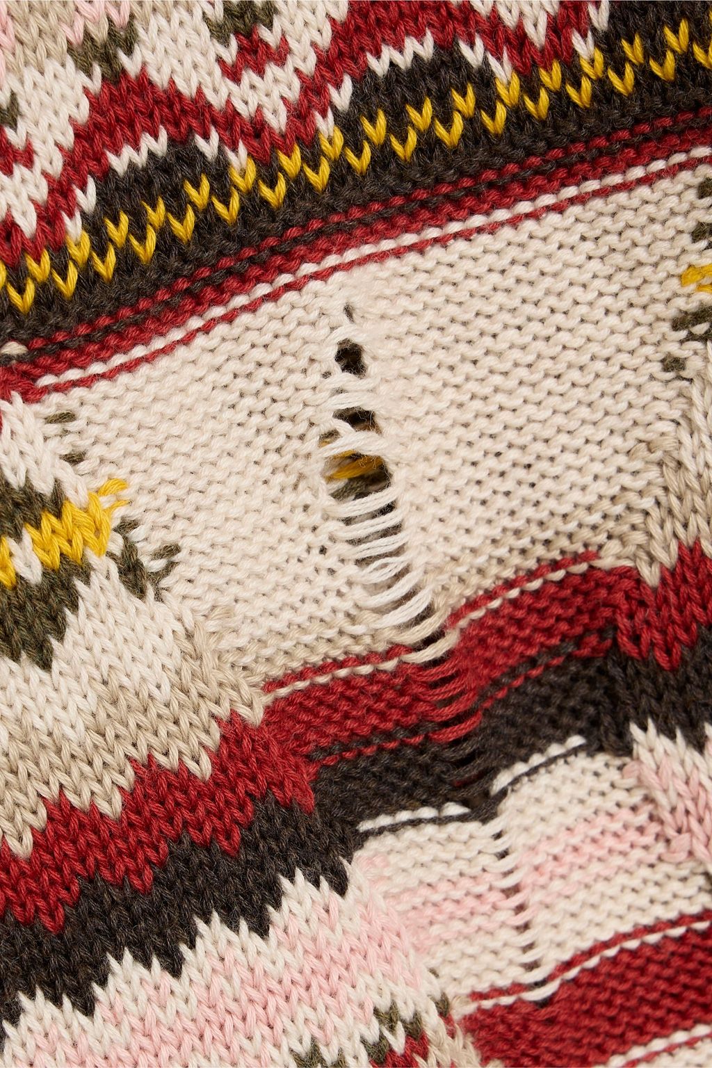 AUTUMN CASHMERE Fair Isle distressed intarsia cotton sweater