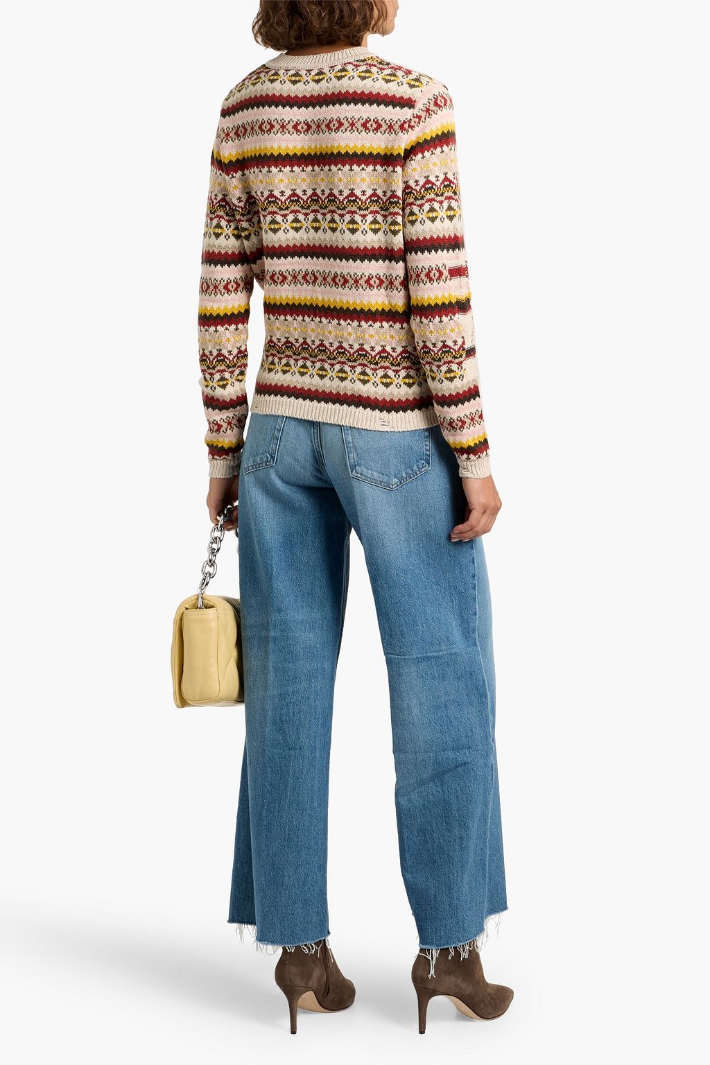 AUTUMN CASHMERE Fair Isle distressed intarsia cotton sweater