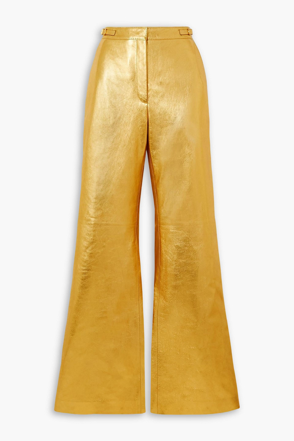 Gabriela Hearst Vesta Metallic Leather Wide-leg Pants In Gold