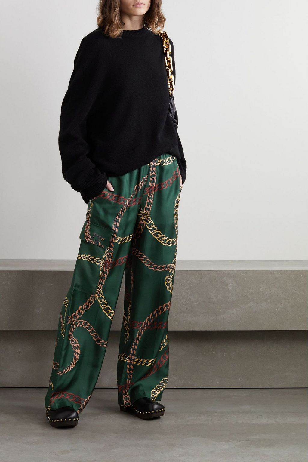 VICTORIA BECKHAM Printed silk-twill pants