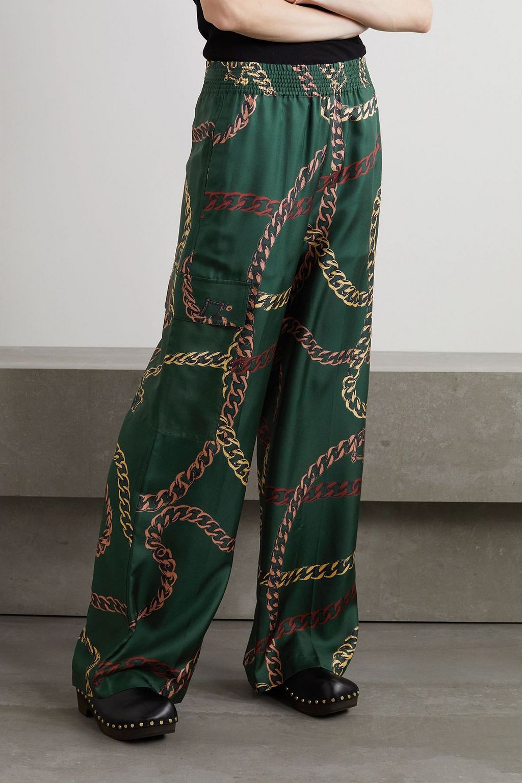 VICTORIA BECKHAM Printed silk-twill pants