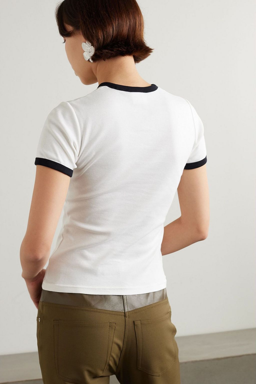 COURRÈGES Reedition piped cotton-jersey T-shirt