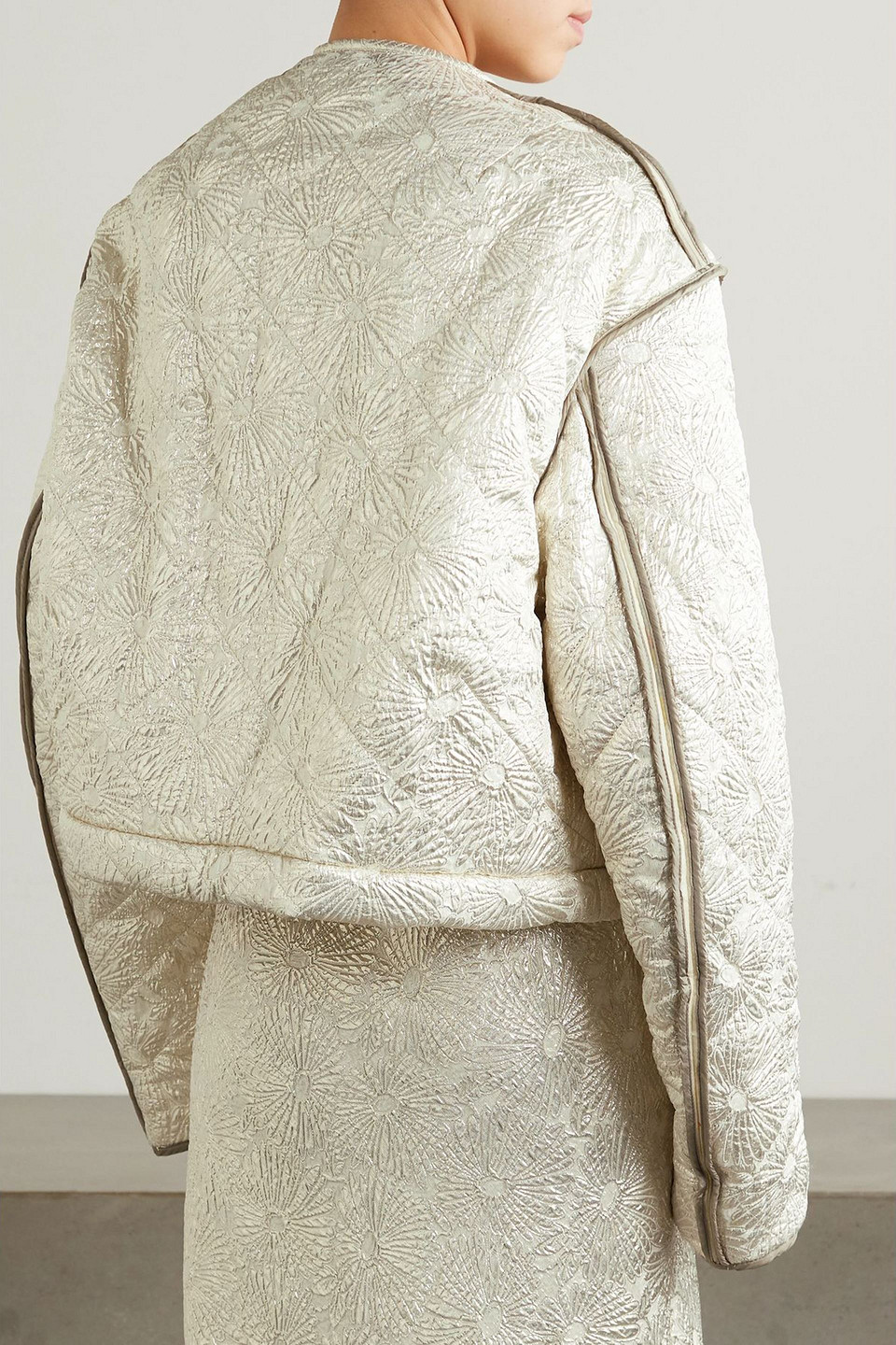 Dries Van Noten Reversible Quilted Metallic Wool-blend Brocade And Floral-print Silk-blend Jacket In White