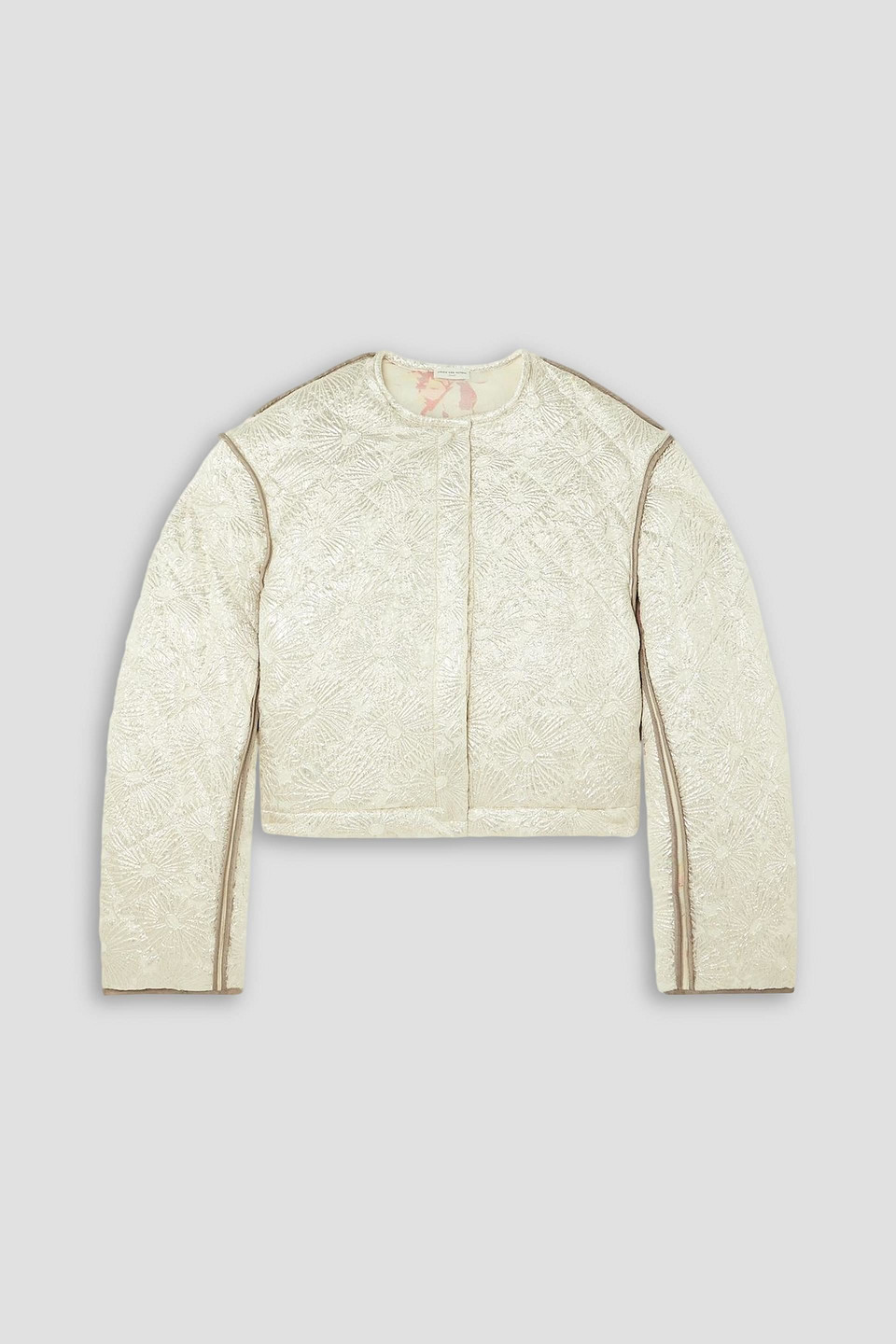 Dries Van Noten Reversible Quilted Metallic Wool-blend Brocade And Floral-print Silk-blend Jacket In White