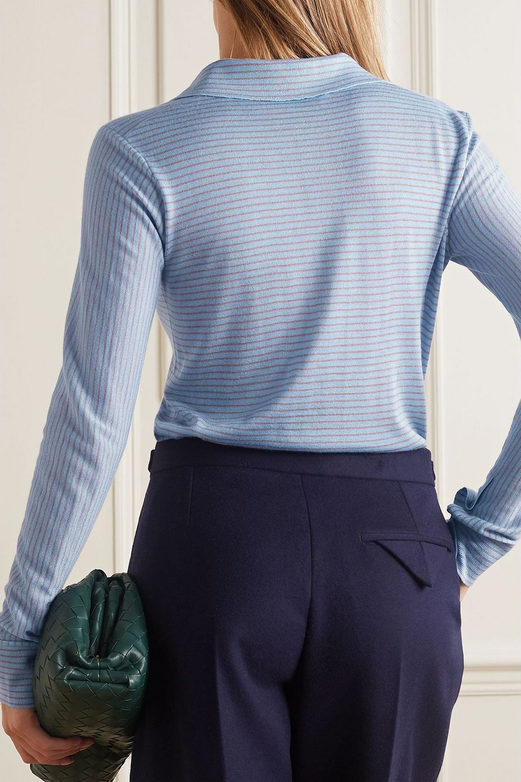 GABRIELA HEARST Banjo striped cashmere and silk-blend polo shirt