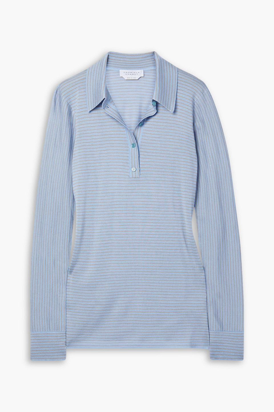 Gabriela Hearst Poloshirt „banjo“ Aus Einer Kaschmir-seidenmischung Mit Streifen In Blue