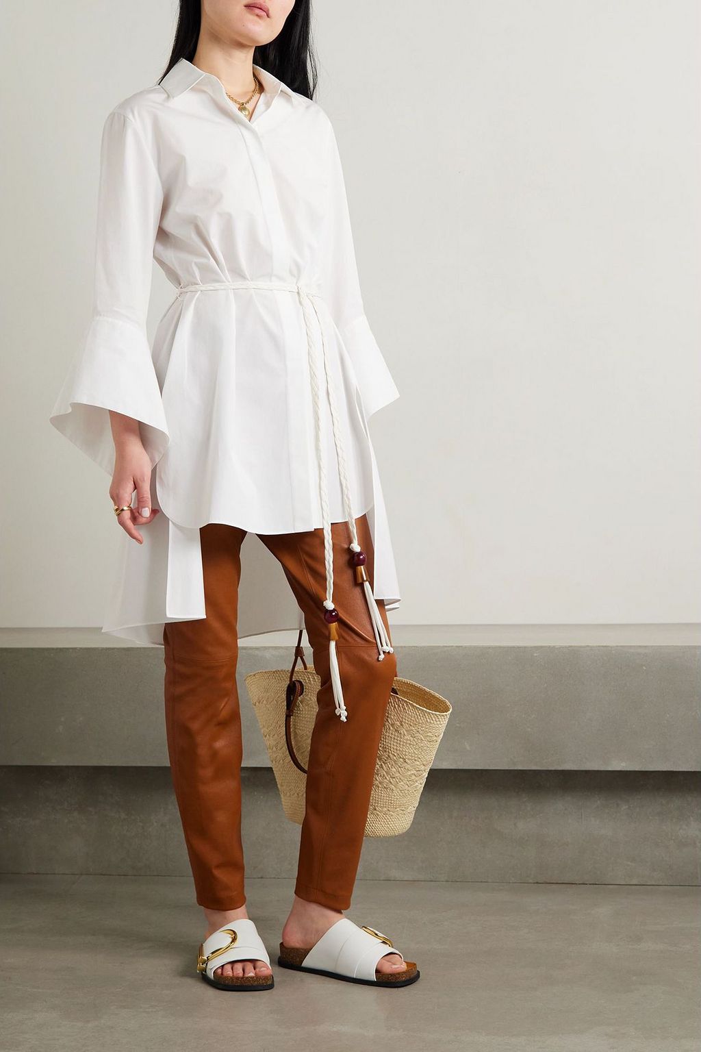 LAFAYETTE 148 Greenwich leather straight-leg pants