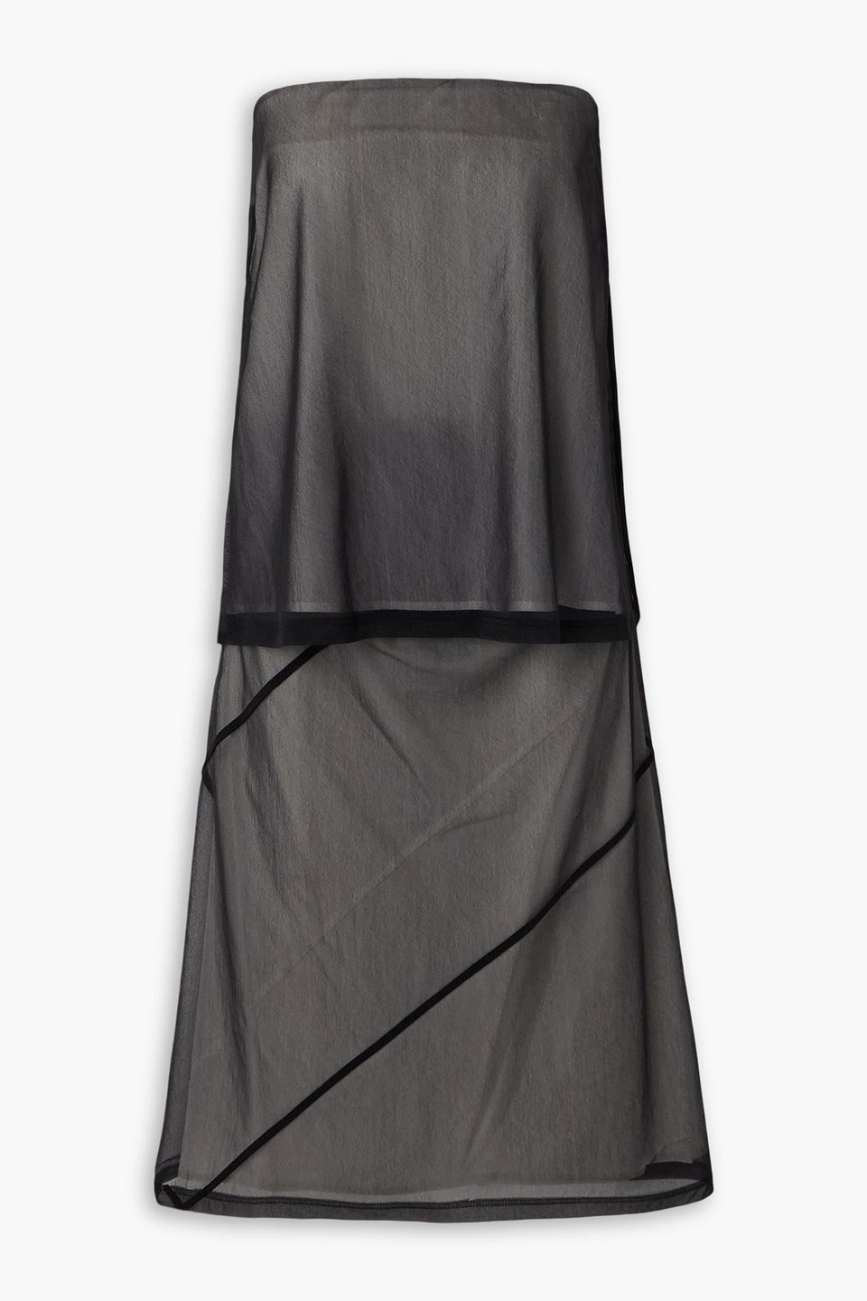 Proenza Schouler Gwen Strapless Layered Organza Midi Dress In Gray