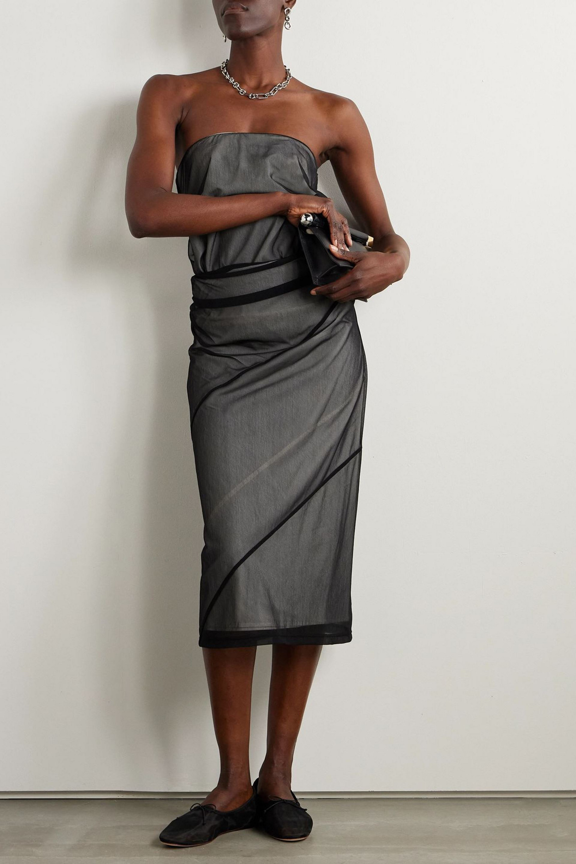 Proenza Schouler Gwen strapless layered organza midi dress