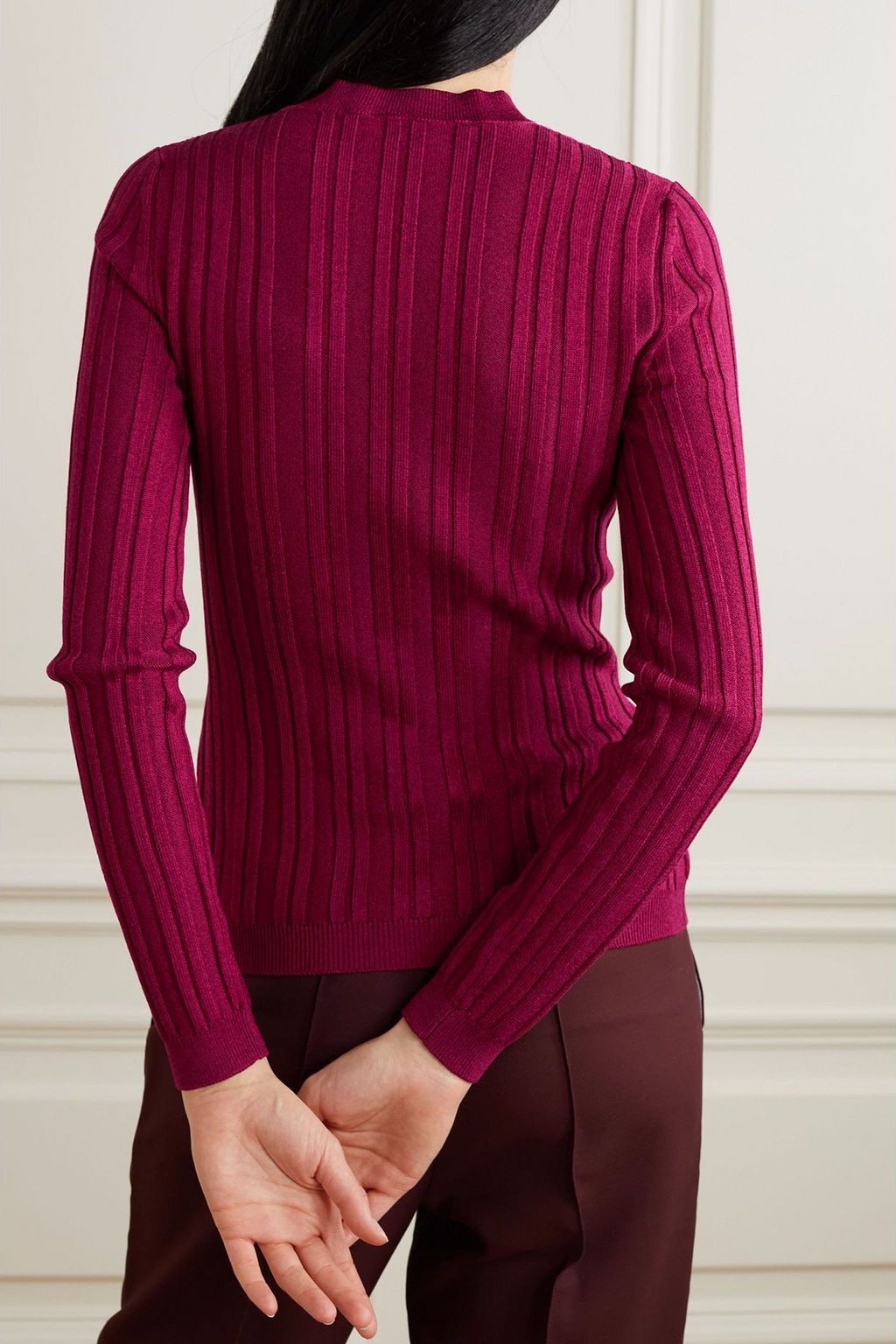 PARTOW Kira two-tone ribbed cotton-blend sweater