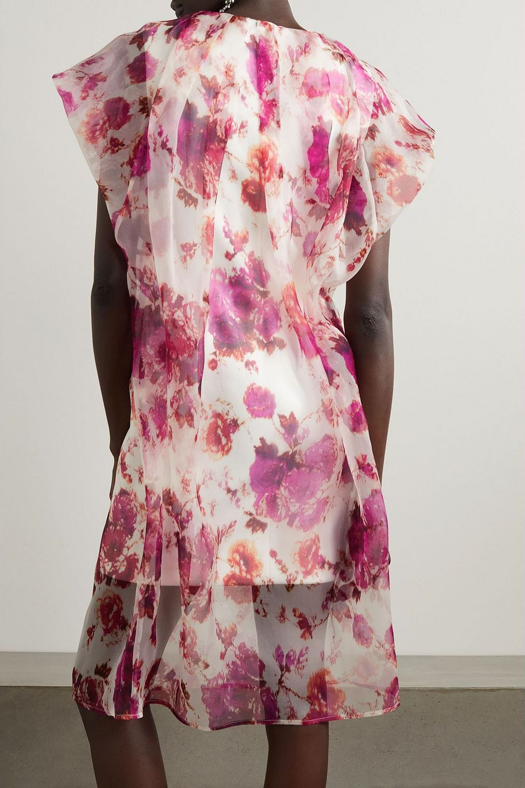 DRIES VAN NOTEN Pleated floral-print organza dress