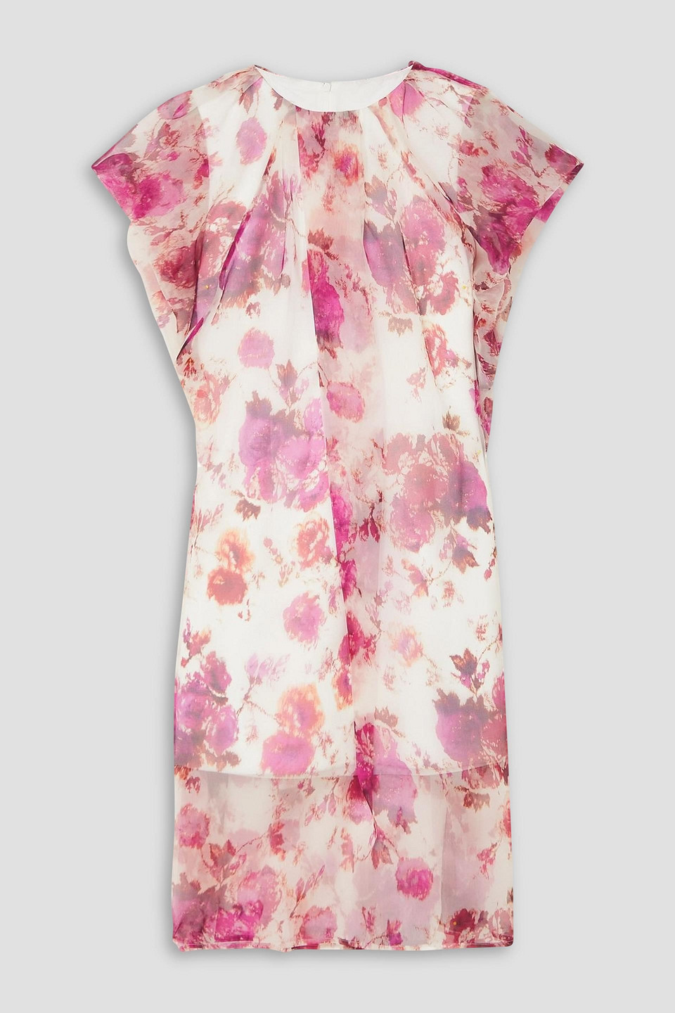 Dries Van Noten Pleated Floral-print Organza Dress In White