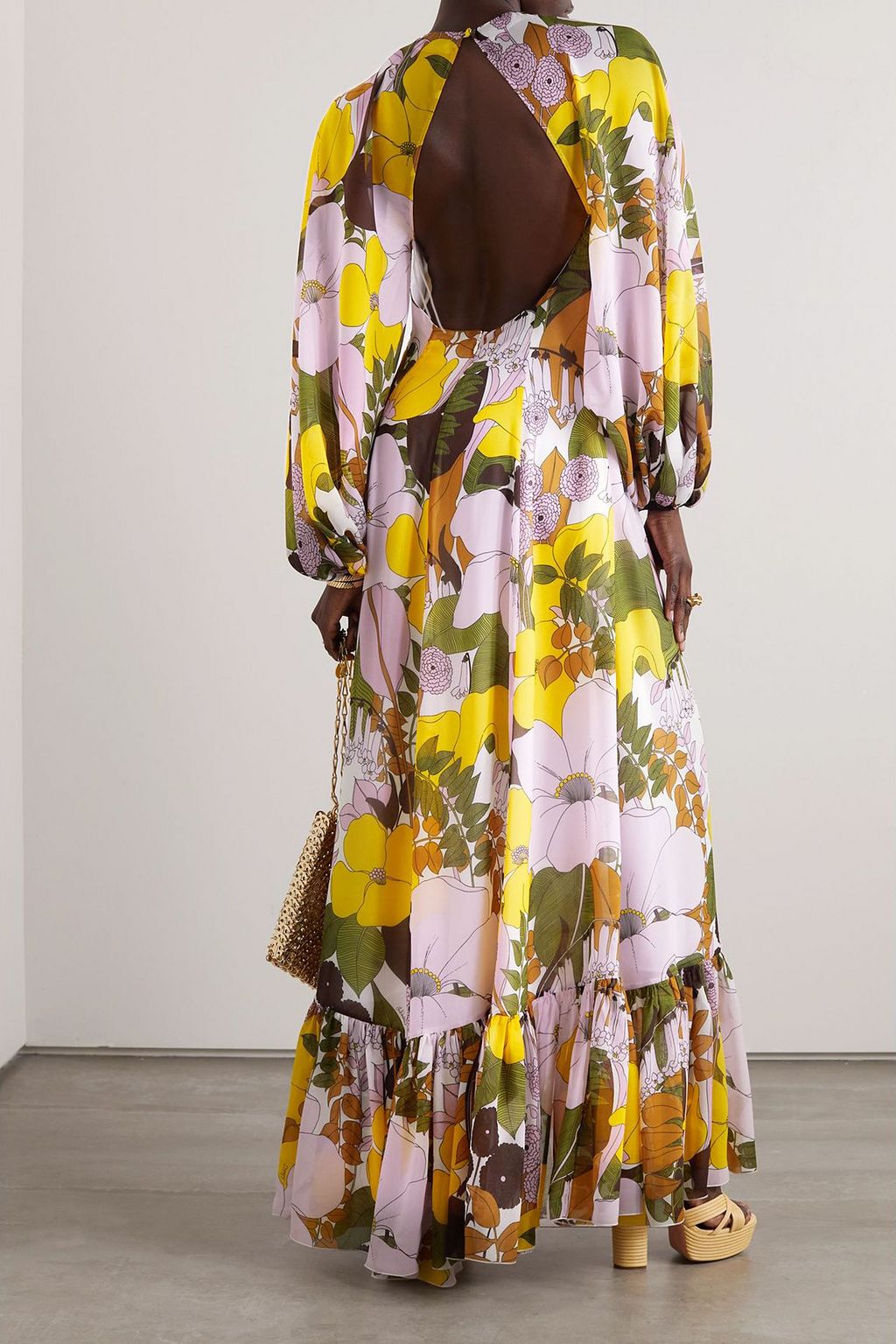 LA DOUBLE J Eve open-back floral-print chiffon maxi dress