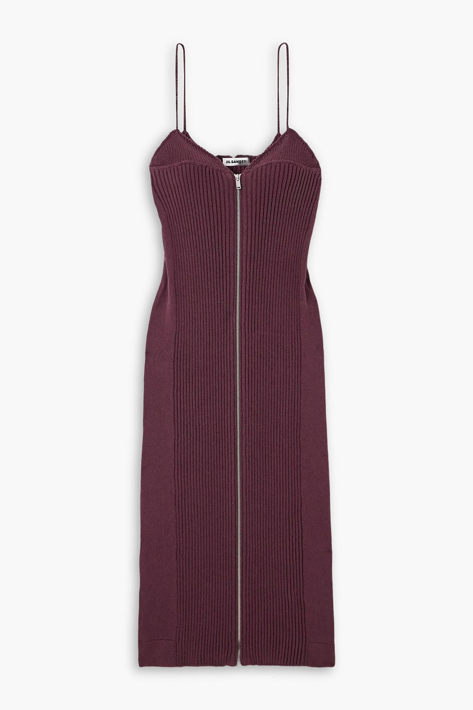 Jil Sander Ribbed Cotton Midi Dress In Purple