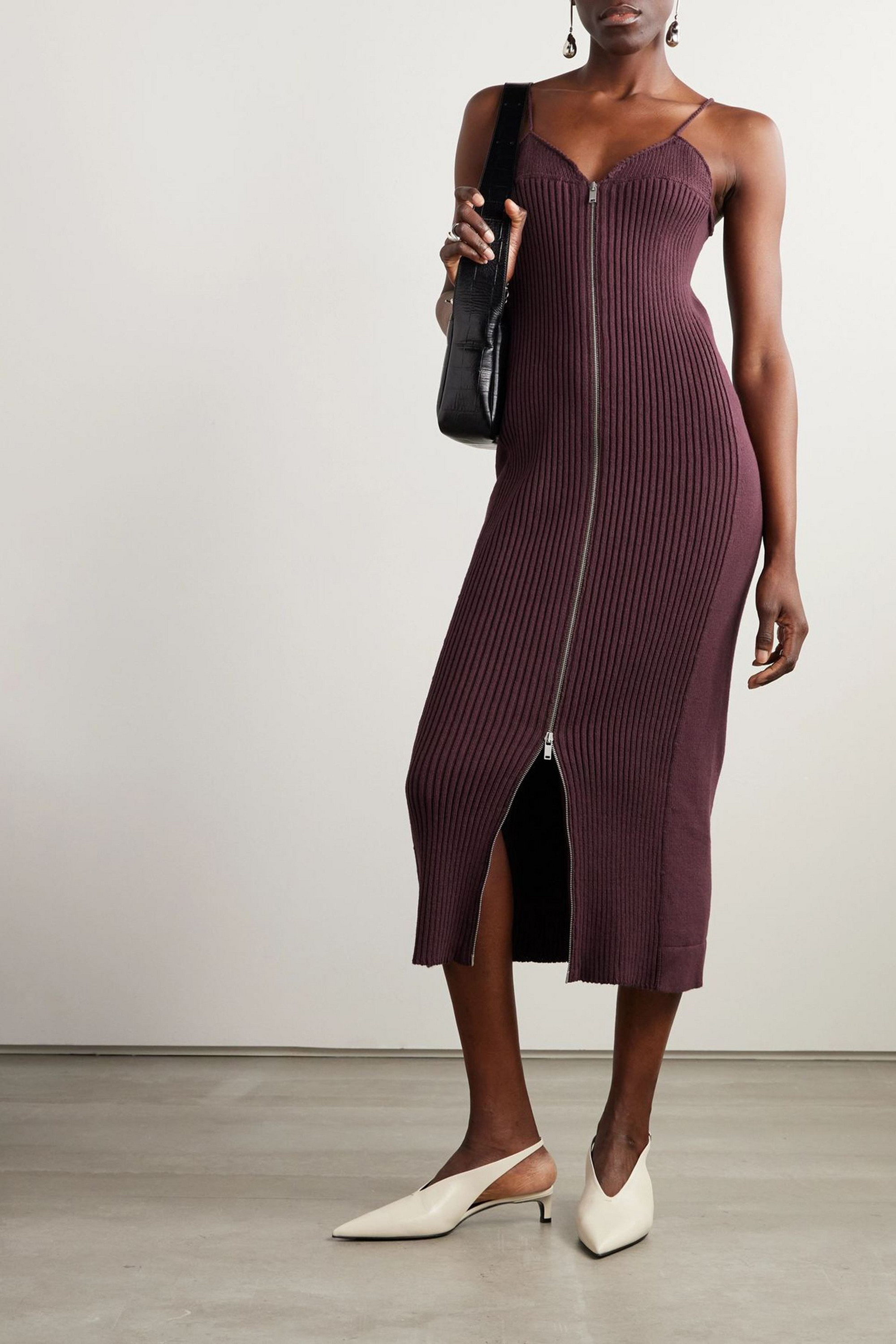 Jil Sander Ribbed cotton midi dress