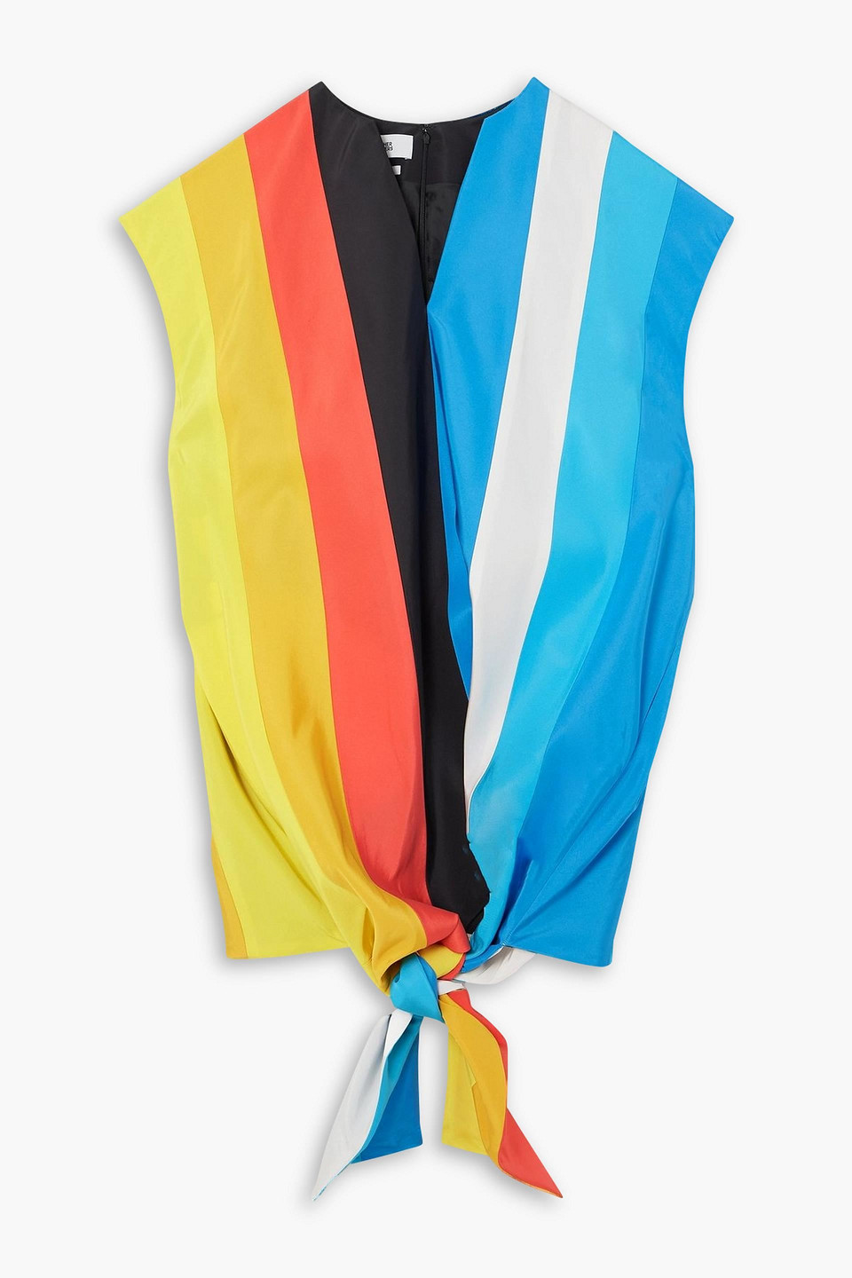 Christopher John Rogers Tie-detailed Striped Silk-taffeta Mini Dress In Multi