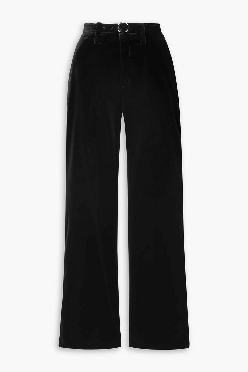 Proenza Schouler Marie Hose Mit Geradem Bein Aus Samt Aus Einer Baumwollmischung Mit Satinbesätzen Und Gürtel In Black