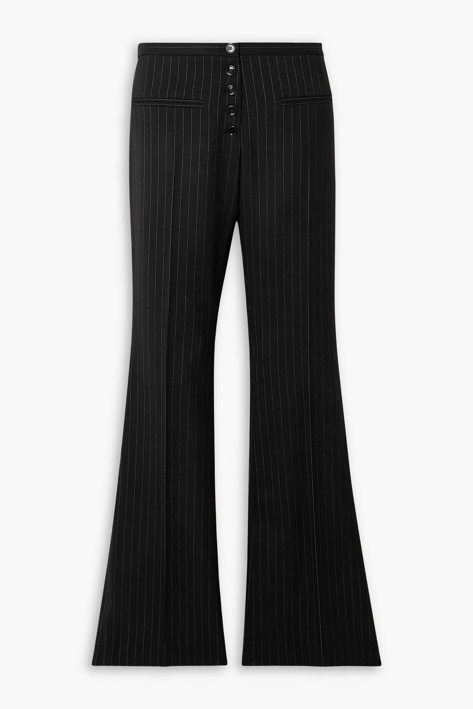 Courrèges Pinstriped Stretch-wool Flared Pants In Black