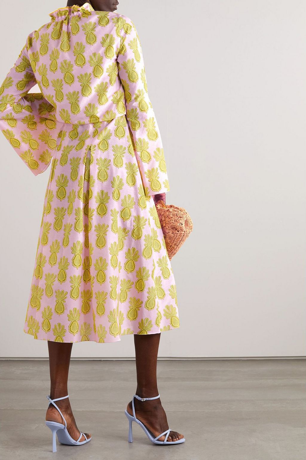 LA DOUBLE J Casanova pleated cotton and silk-blend midi dress