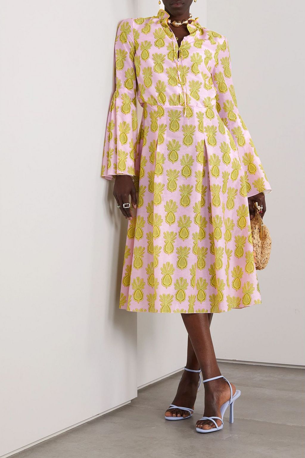 LA DOUBLE J Casanova pleated cotton and silk-blend midi dress