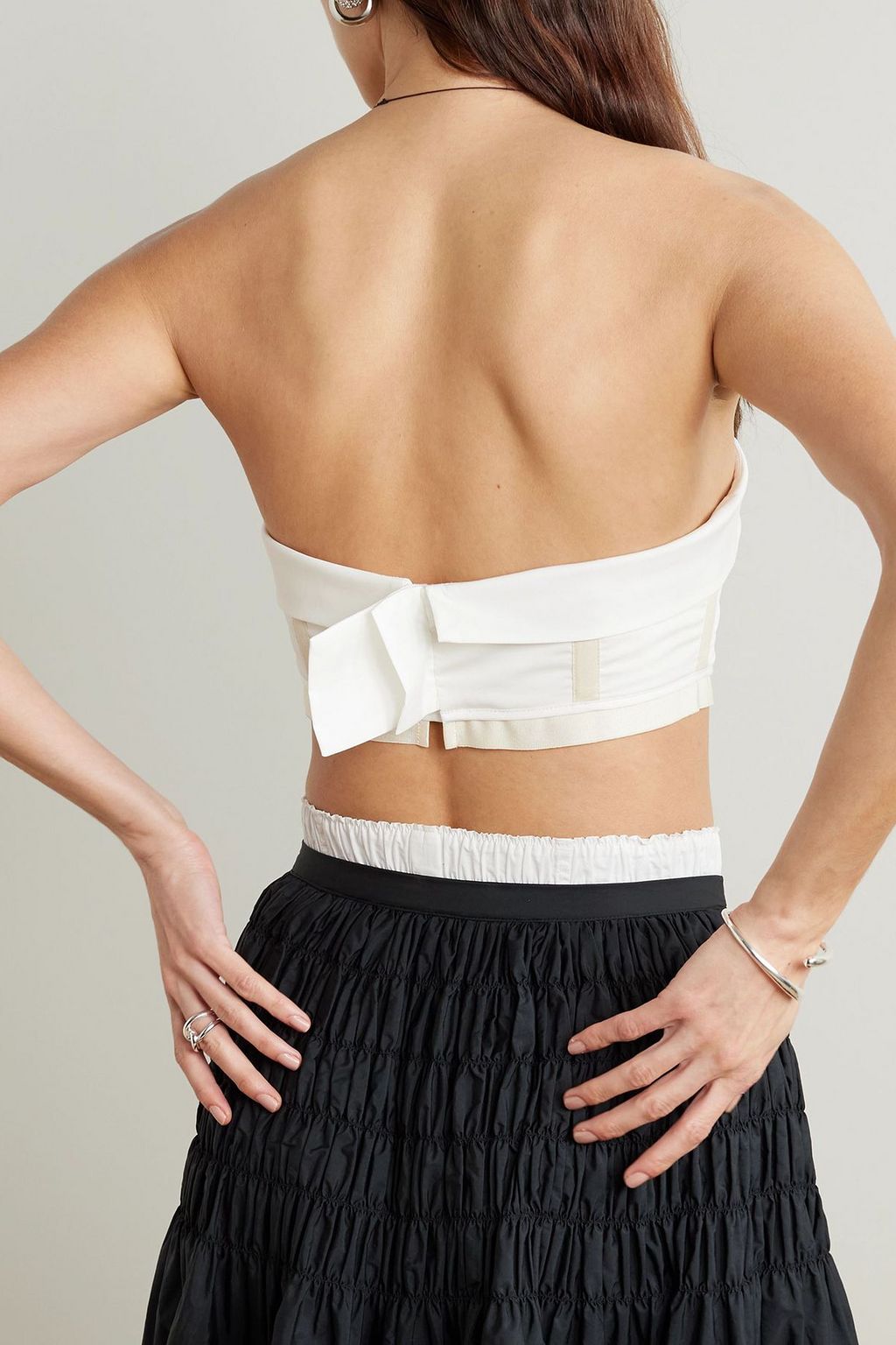 MOLLY GODDARD Tegen strapless cropped grosgrain-trimmed cotton top