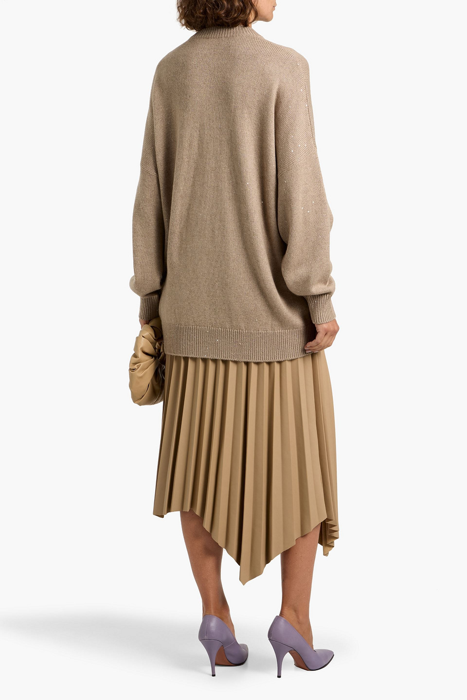 Brunello Cucinelli Sequin-embellished Cashmere And Silk-blend Sweater In Brown