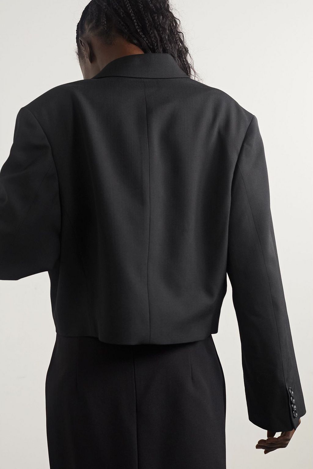 ACNE STUDIOS Cropped satin-trimmed crepe blazer
