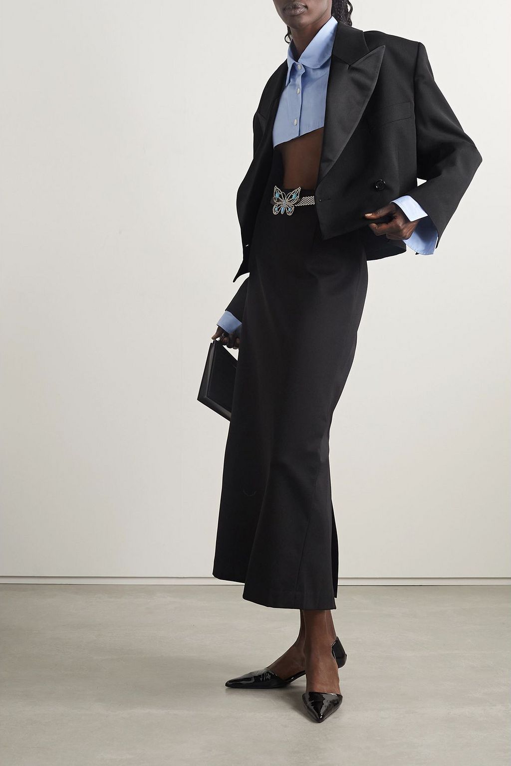 ACNE STUDIOS Cropped satin-trimmed crepe blazer
