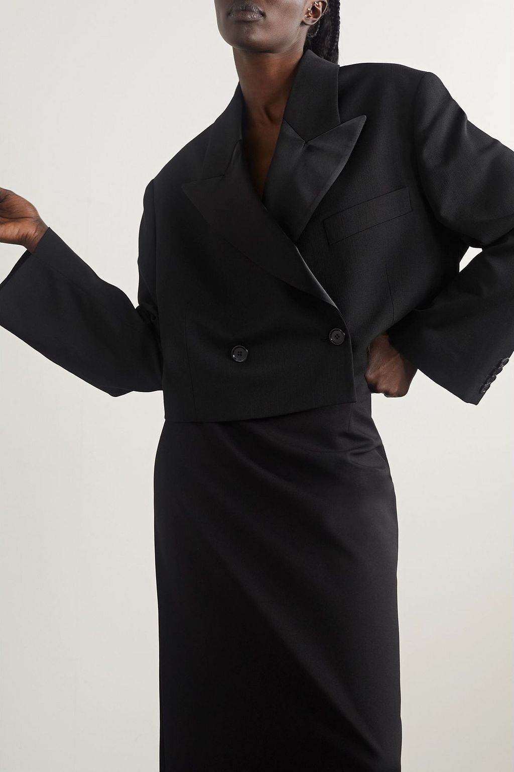 ACNE STUDIOS Cropped satin-trimmed crepe blazer