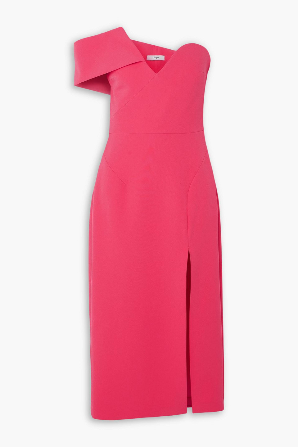 Safiyaa Opal One-sleeve Draped Stretch-crepe Midi Dress In Red