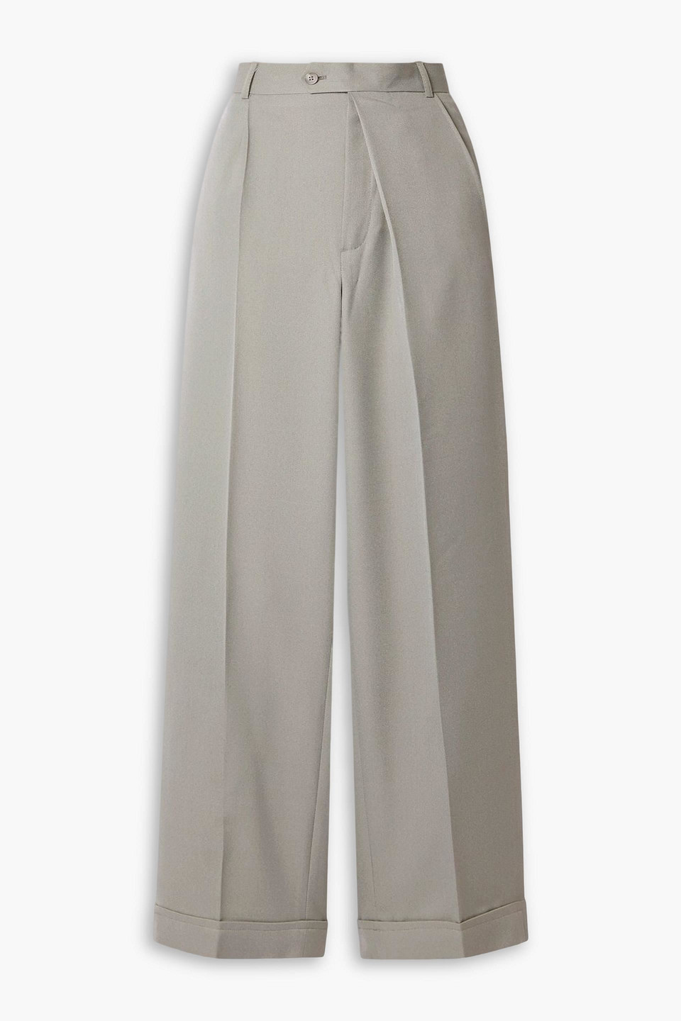 Bettter Asymmetric Pleated Wool-blend Straight-leg Pants In Multi