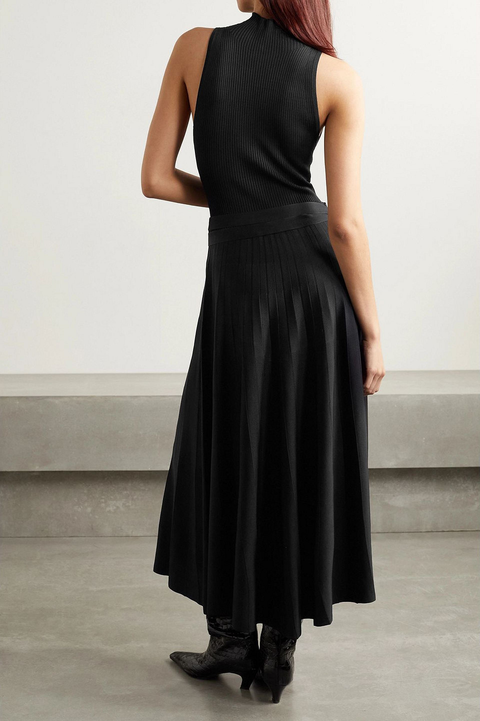  Another Tomorrow - Maxikleid Aus Strick Mit Gürtel - Schwarz - Xs 