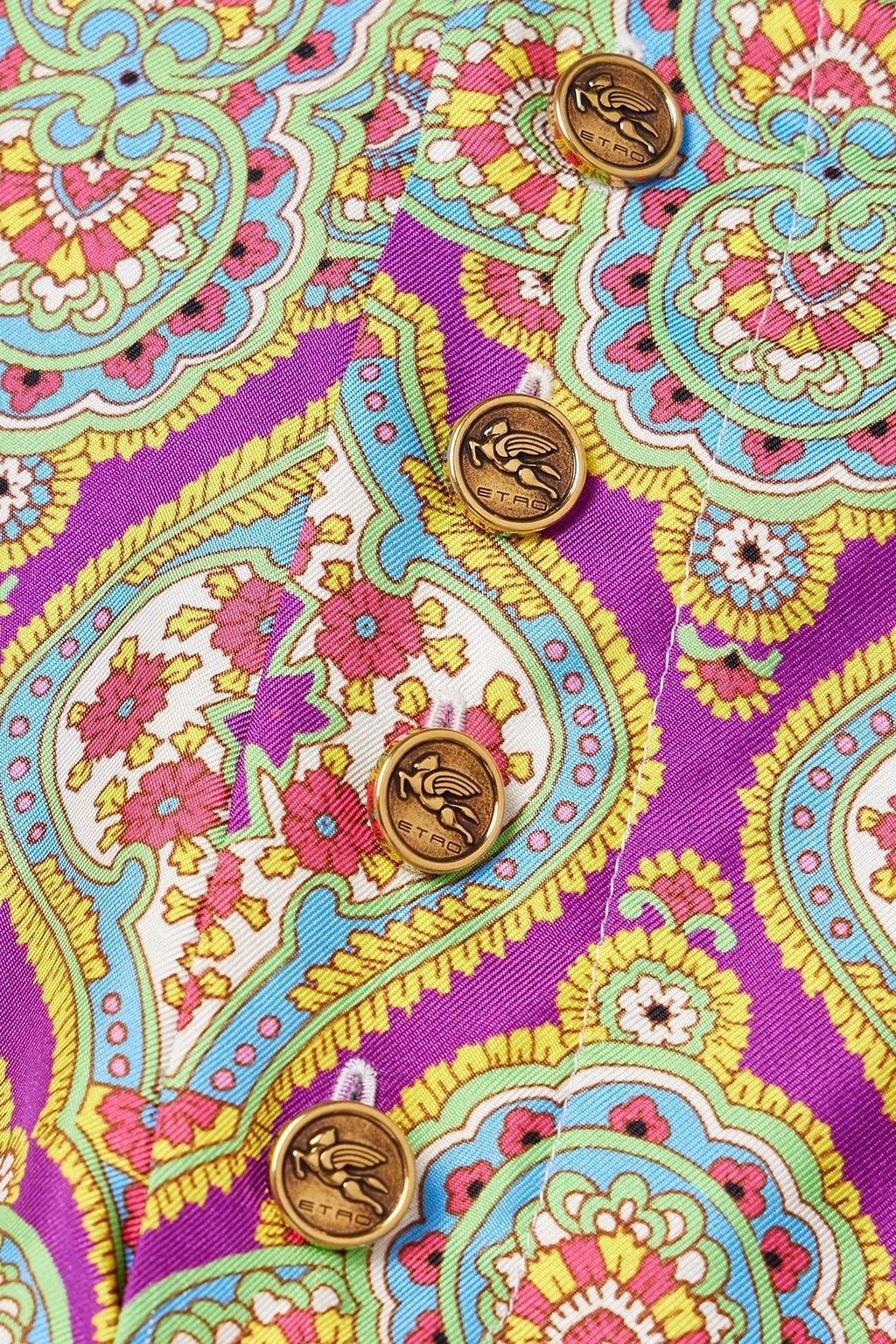 ETRO Pleated printed silk-twill shorts