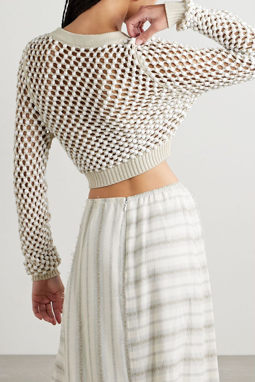DIOTIMA Norbrook cropped beaded cotton-blend cardigan