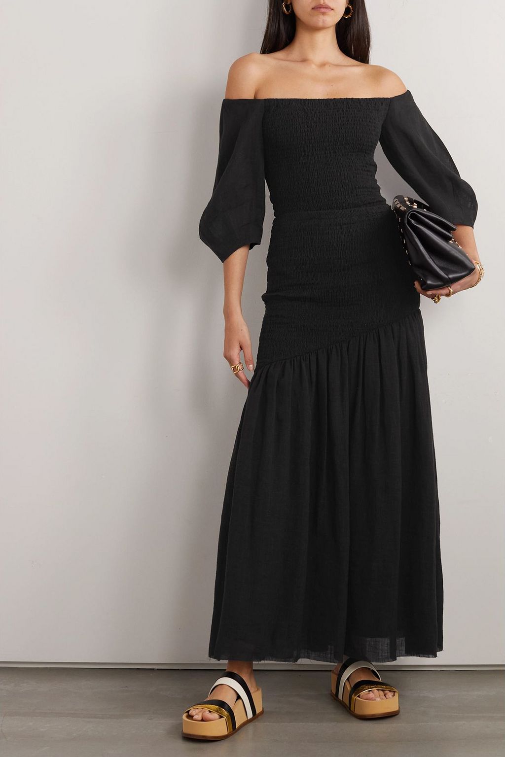 GABRIELA HEARST Maxwell shirred linen-gauze maxi skirt