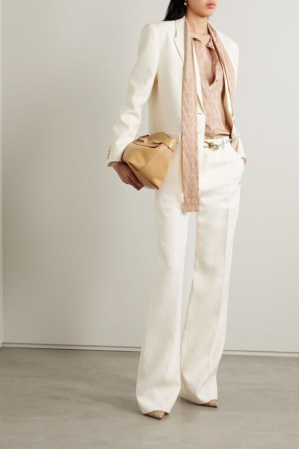 VALENTINO GARAVANI Wool and silk-blend jacquard wide-leg pants