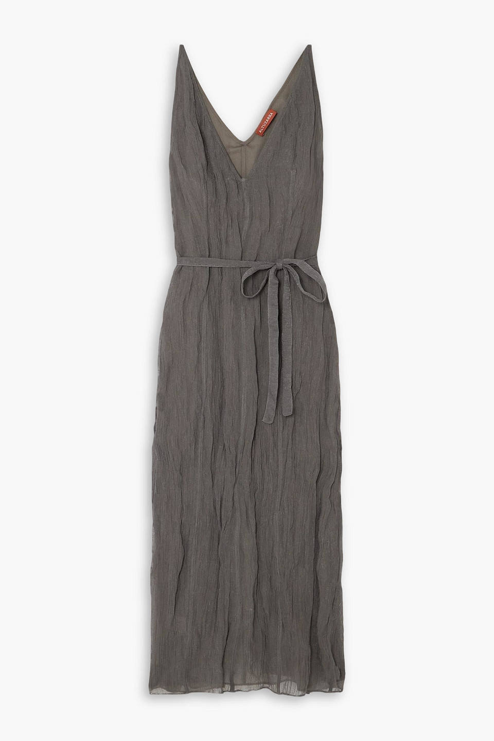 Altuzarra Cheryl Metallic Gauze Midi Dress In Gray