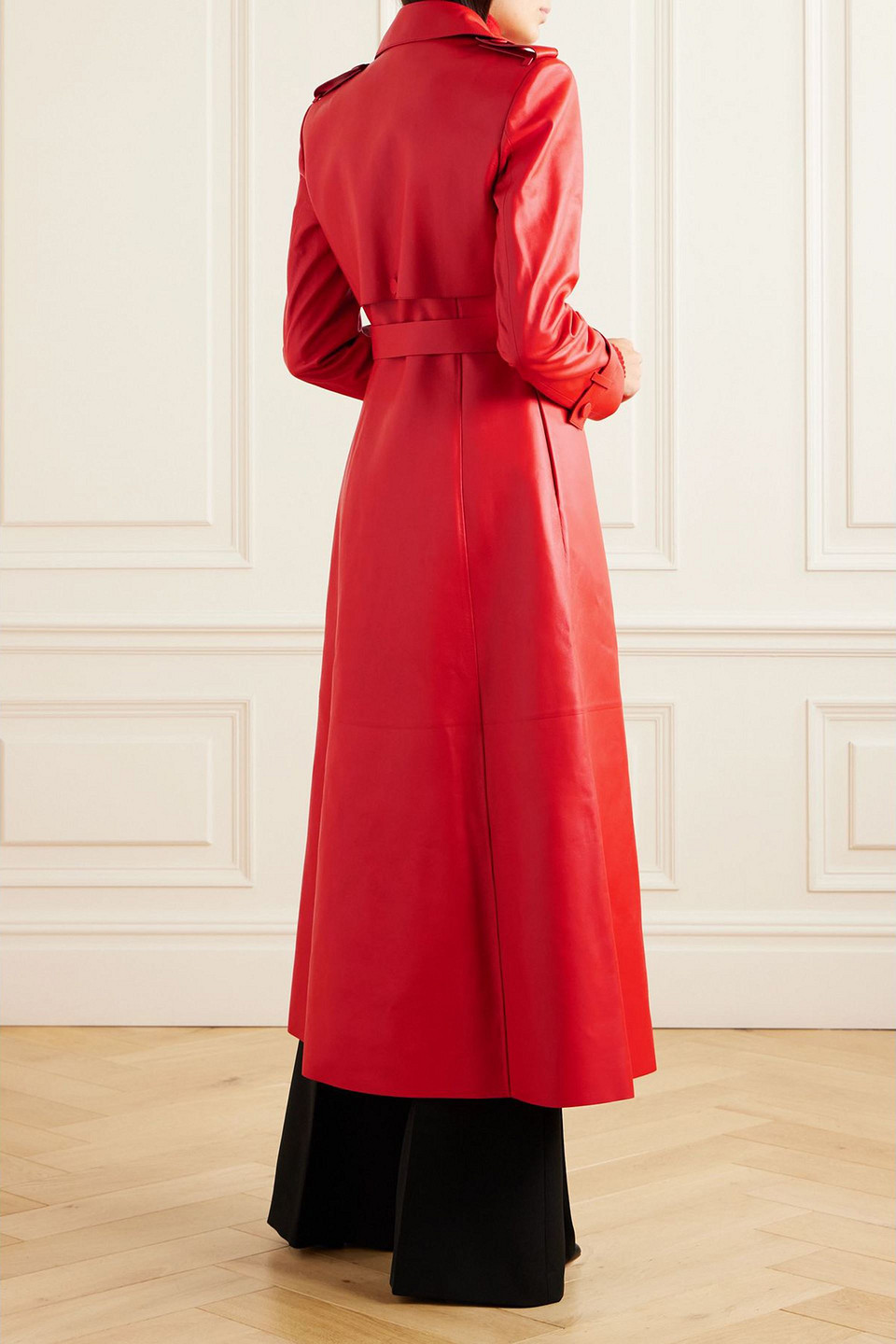 Gabriela Hearst Fontana Double-breasted Leather Trench Coat In Red