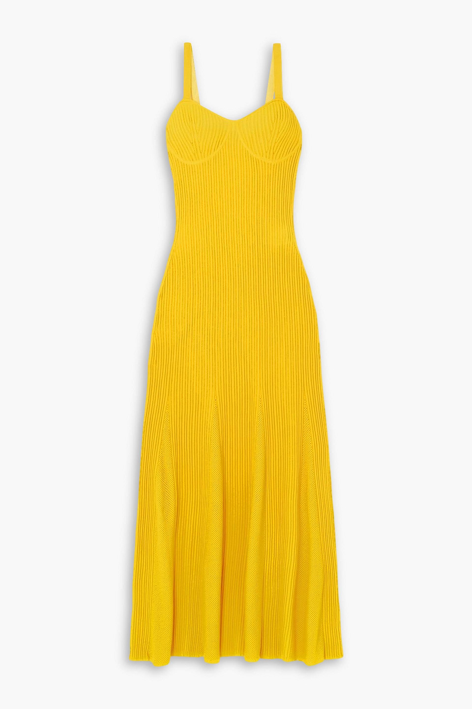 Gabriela Hearst Demetra Ribbed And Pointelle-knit Merino Wool Maxi Dress In  Yellow | ModeSens