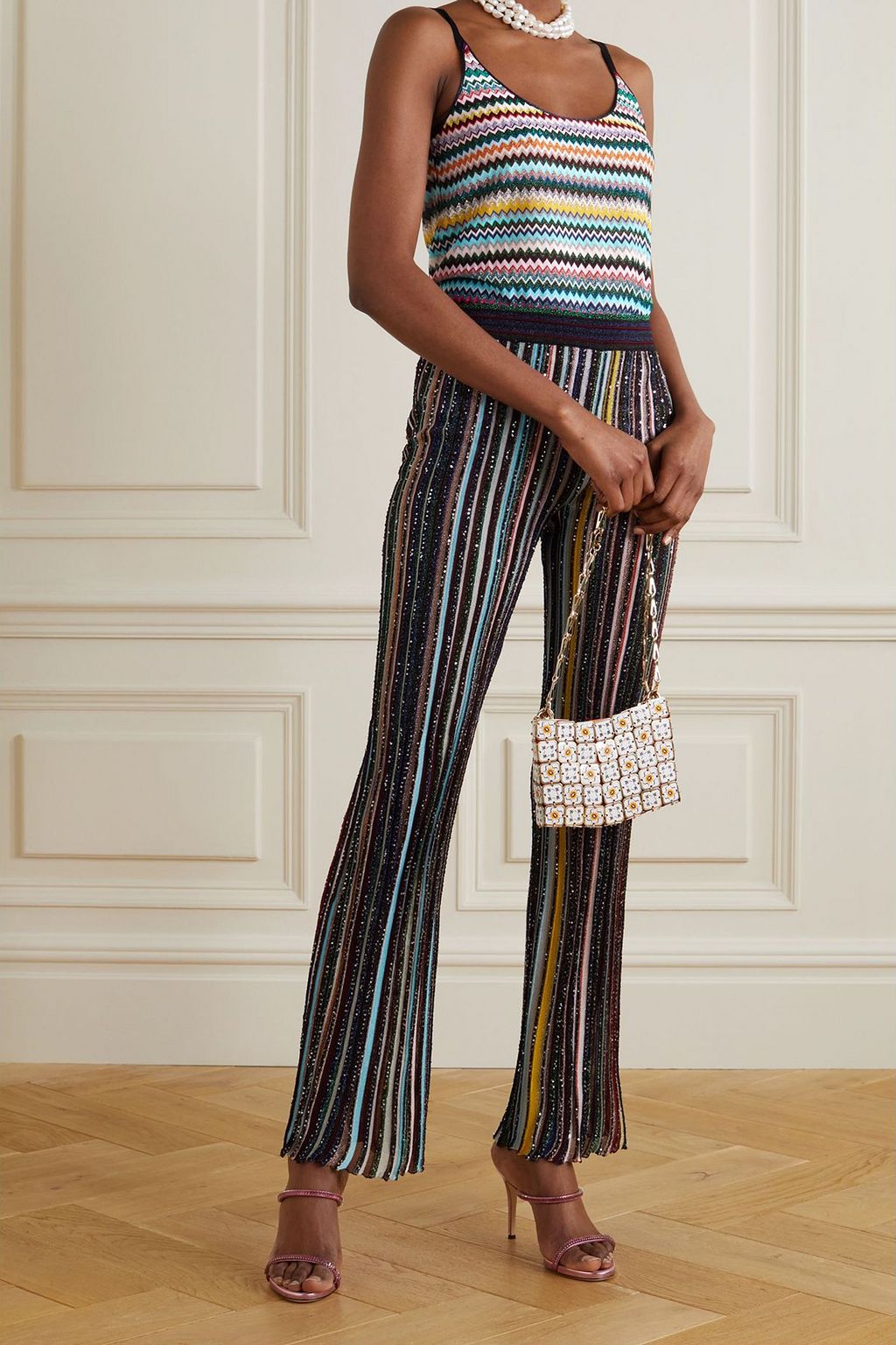 MISSONI Metallic crochet-knit tank