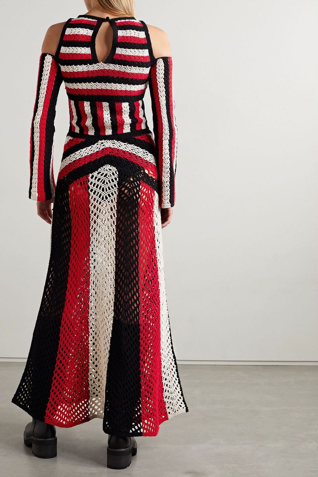 GABRIELA HEARST Carr cold-shoulder striped crochet-knit cashmere maxi dress