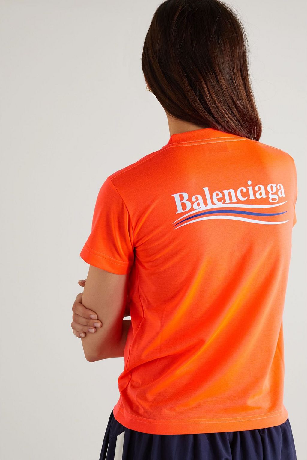BALENCIAGA Printed neon jersey T-shirt