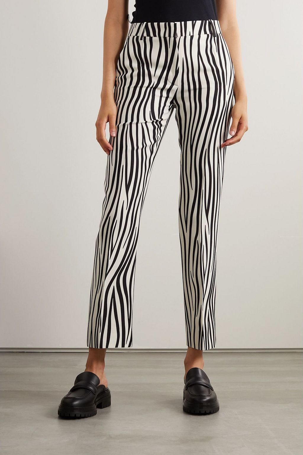 VALENTINO GARAVANI Zebra-print wool-blend straight-leg pants